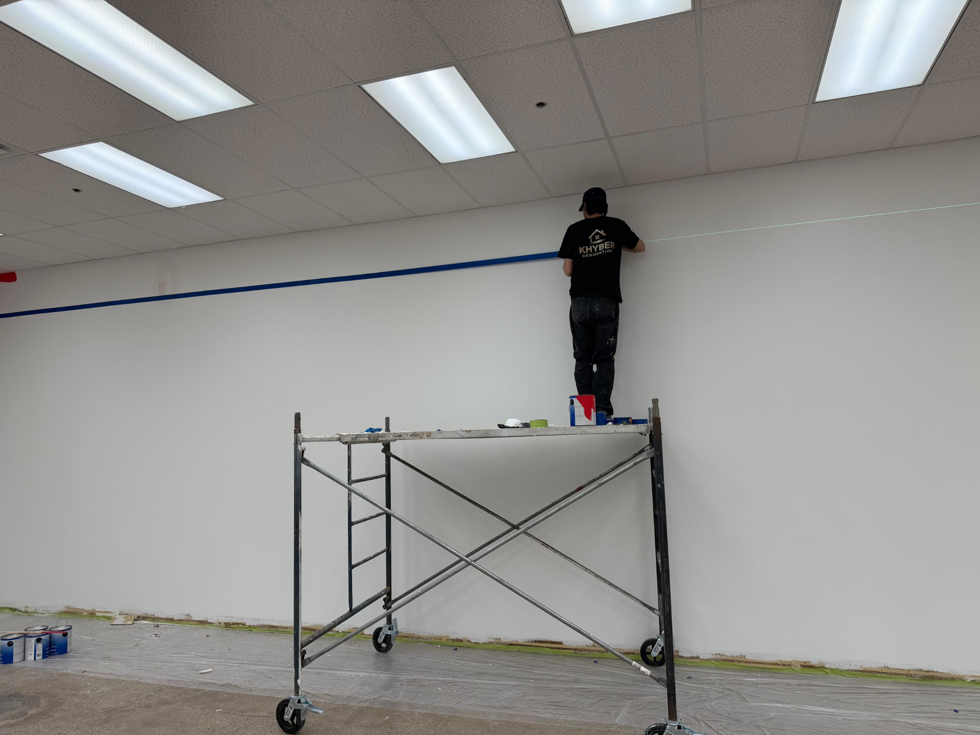 Laser-Levelled Accent Band Painting — commercial renovation project in Ottawa